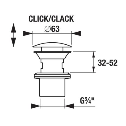 JIKA H3917100040001 - Výpusť do umývadla CLICK-CLACK, priemer 6,3 cm, lesklý chróm
