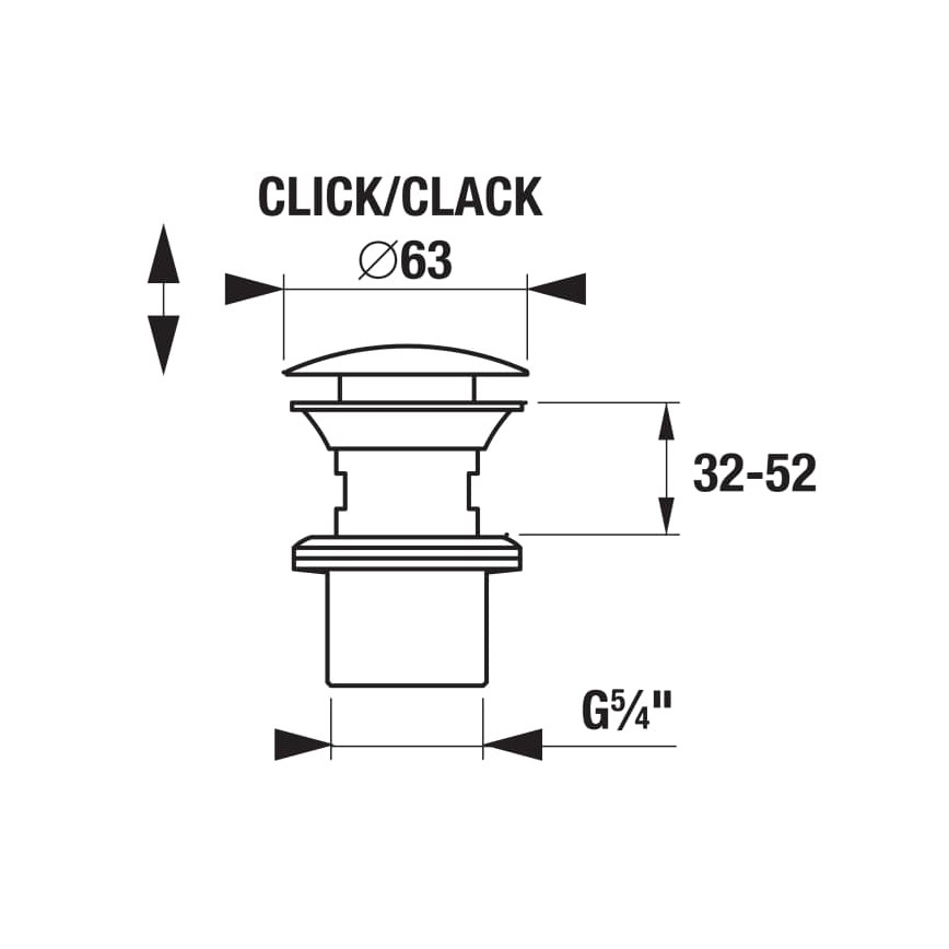 JIKA H3917100040001 - Výpusť do umývadla CLICK-CLACK, priemer 6,3 cm, lesklý chróm