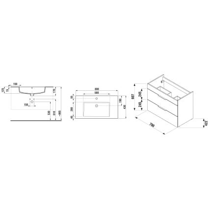 JIKA H4537621763001 - Kúpeľňová skrinka s umývadlom CUBE 80 cm biela