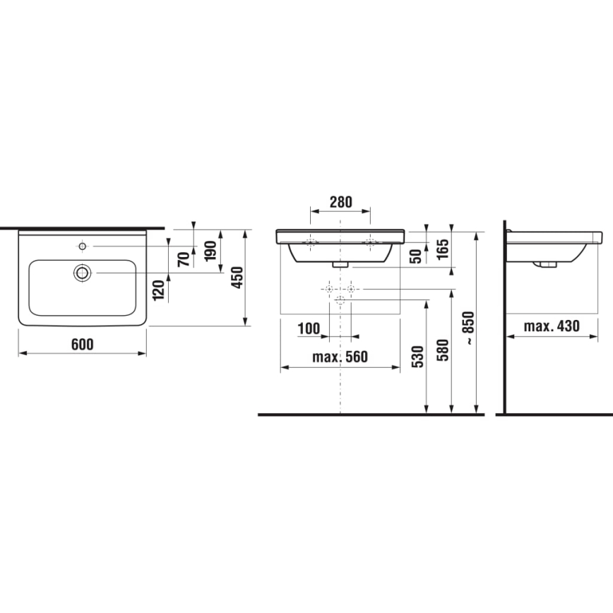 JIKA H8104230001041 - Závesné umývadlo CUBITO 60x45 cm keramika/biela