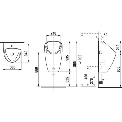 JIKA H8430610000001 - Pisoár GOLEM vnútorný prívod, zadný odtok keramika/biela