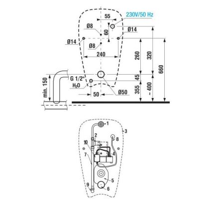 JIKA H8430700004901 - Pisoár so senzorom GOLEM 230V vnútorný prívod, zadný odpad keramika/biela