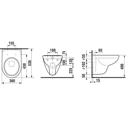 JIKA H8663810000001- Závesné WC LYRA keramika/biela + WC sedátko LYRA duroplast/biela