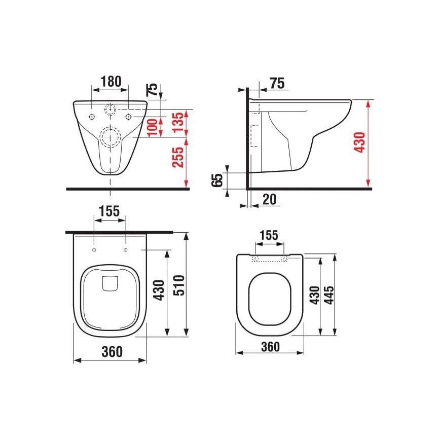 JIKA H8666140000001 - Závesné WC DEEP keramika/biela + WC sedadlo SoftClose DEEP duroplast/biela