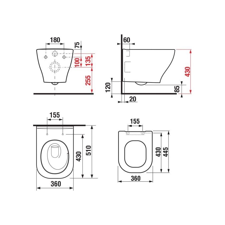 JIKA H8666180000001 - Závesné WC DEEP keramika/biela + WC sedadlo SoftClose DEEP duroplast/biela