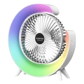 JOHNSON - LED RGB Nabíjací stolný ventilátor MULTICOLOR LED/5W/3,7V 1200 mAh priemer 14 cm biela