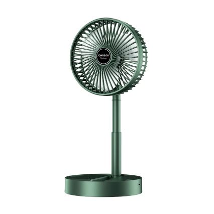 JOHNSON - Nabíjací stolný ventilátor TORTUGA 5 W / 3,7 V, 1200 mAh, priemer 16,5 cm, zelený