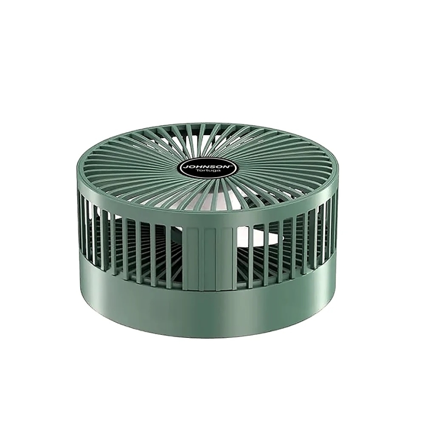 JOHNSON - Nabíjací stolný ventilátor TORTUGA 5 W / 3,7 V, 1200 mAh, priemer 16,5 cm, zelený
