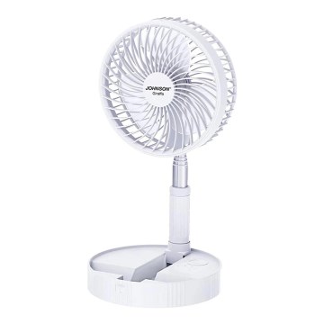 JOHNSON - Nabíjací stolový ventilátor GIRAFFA 5W/3,7V 1200 mAh priemer 20 cm biela