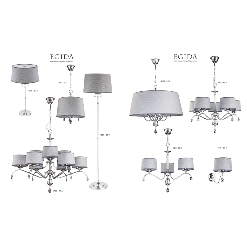 Jupiter 1609 - EG P CH - Krištáľová stojacia lampa EGIDA 3xE27/60W/230V