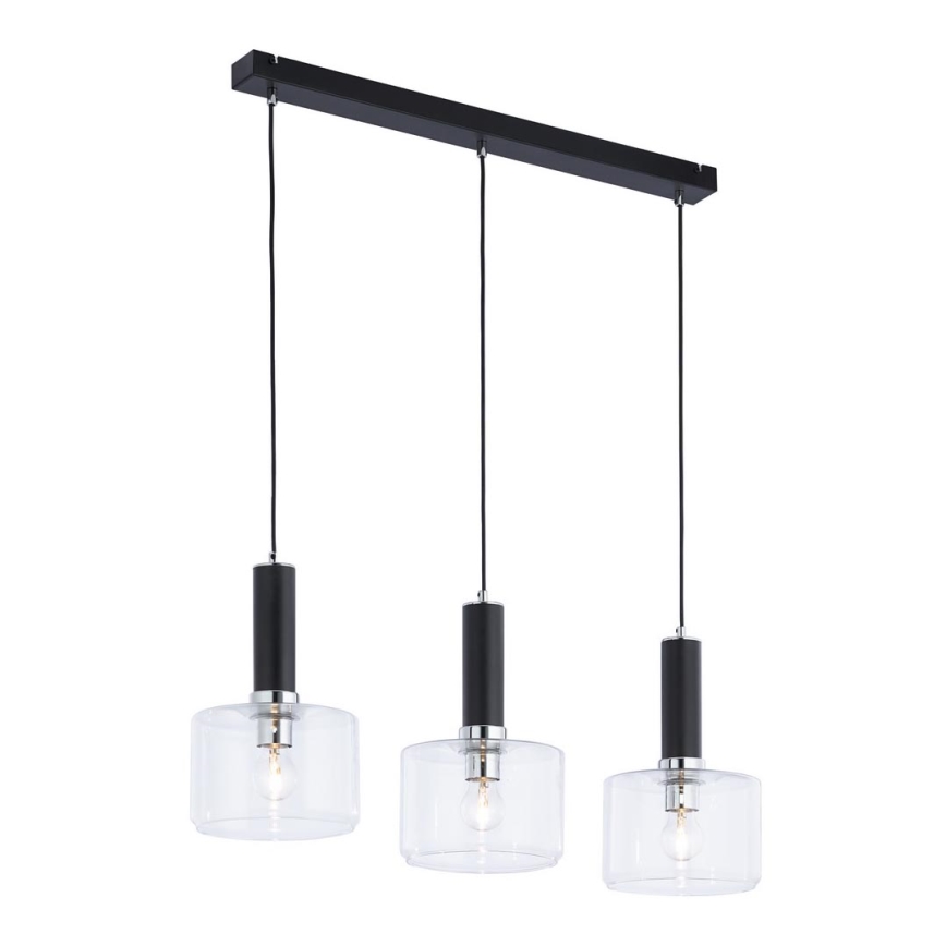 Jupiter 1857 - VA3 - Luster na lanku VANES 3xE27/60W/230V lesklý chróm/čierna