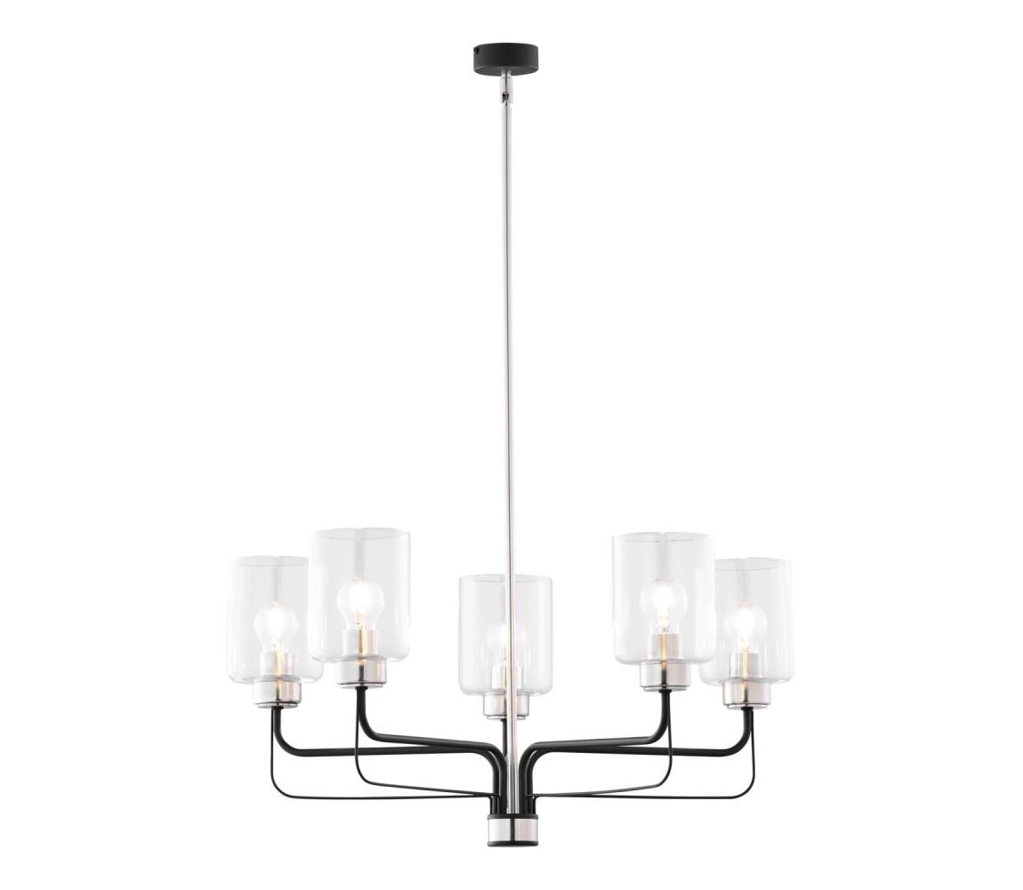 Jupiter 1884 - Luster na tyči CERES 5xE27/15W/230V matný chróm/čierna 1884