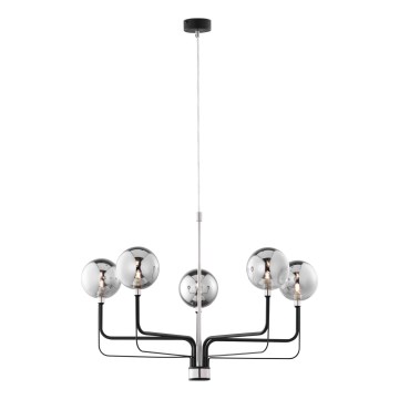 Jupiter 1888 - Luster na lanku ERIS 5xG9/14W/230V matný chróm/čierna/dymová sivá