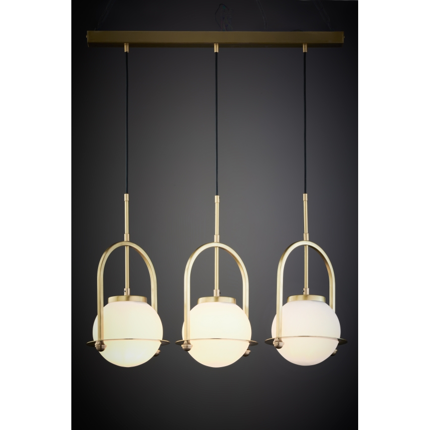 Jupiter 1917 - Závesný luster ROSSO na lankách 3xE27/15W/230V zlatý