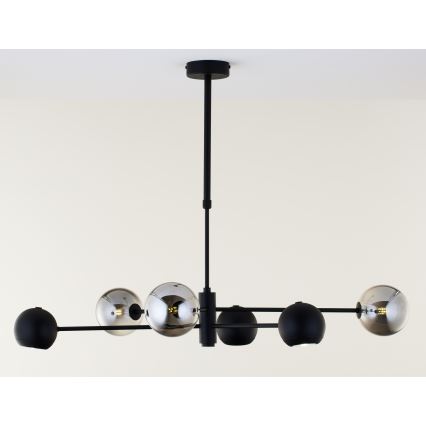 Jupiter 1974 - Luster na tyči MOKA 3xGU10/10W/230V + 3xG9/10W/230V čierna/lesklý chróm