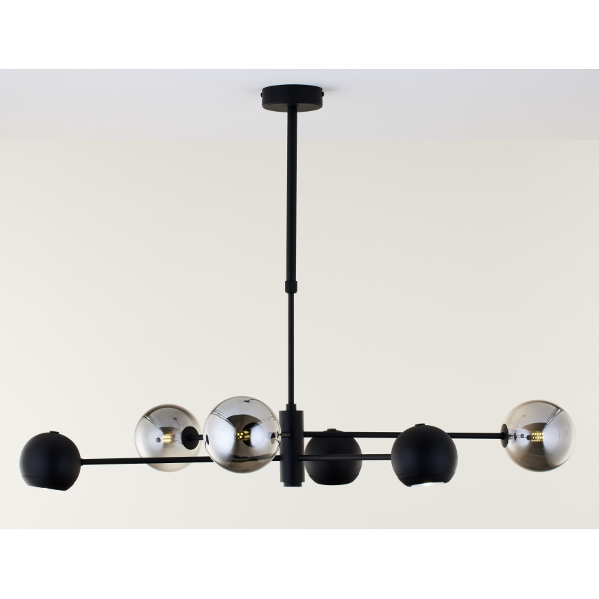 Jupiter 1974 - Luster na tyči MOKA 3xGU10/10W/230V + 3xG9/10W/230V čierna/lesklý chróm