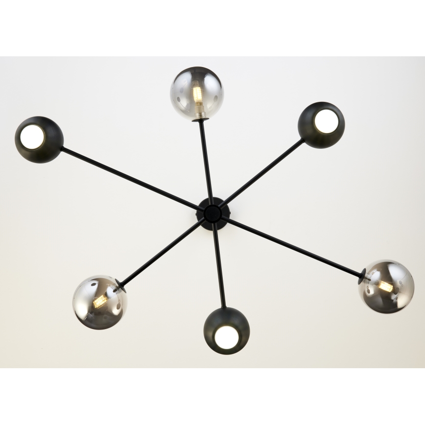 Jupiter 1974 - Luster na tyči MOKA 3xGU10/10W/230V + 3xG9/10W/230V čierna/lesklý chróm