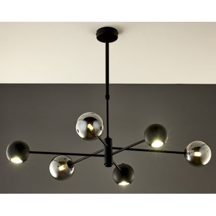 Jupiter 1974 - Luster na tyči MOKA 3xGU10/10W/230V + 3xG9/10W/230V čierna/lesklý chróm