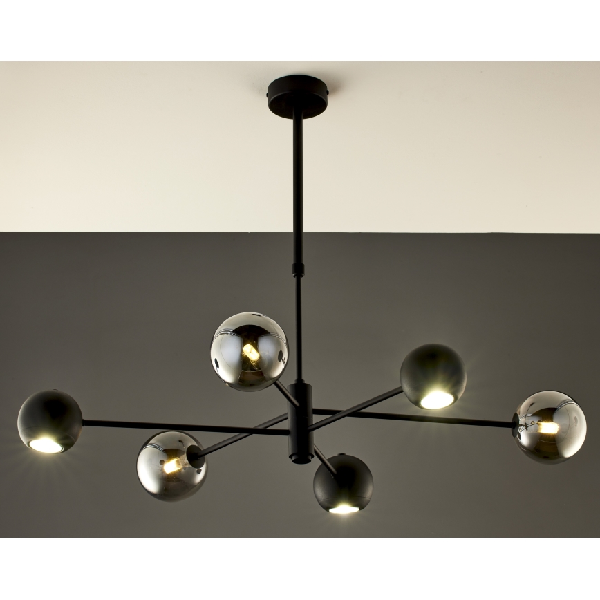 Jupiter 1974 - Luster na tyči MOKA 3xGU10/10W/230V + 3xG9/10W/230V čierna/lesklý chróm