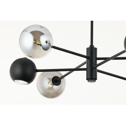 Jupiter 1974 - Luster na tyči MOKA 3xGU10/10W/230V + 3xG9/10W/230V čierna/lesklý chróm