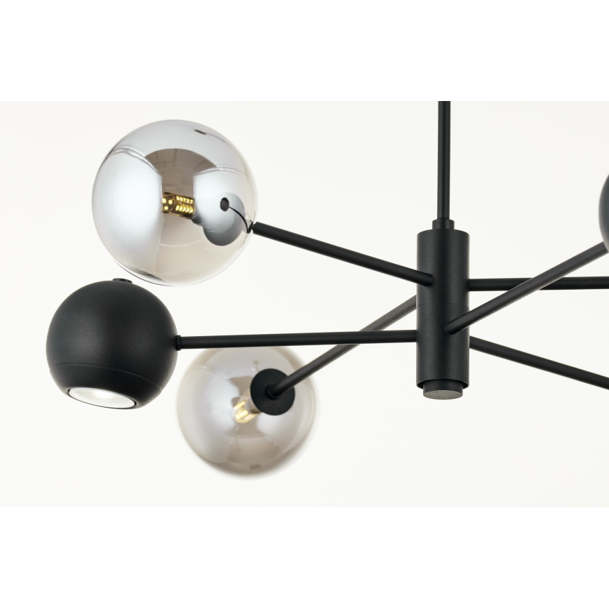 Jupiter 1974 - Luster na tyči MOKA 3xGU10/10W/230V + 3xG9/10W/230V čierna/lesklý chróm