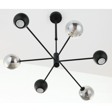 Jupiter 1974 - Luster na tyči MOKA 3xGU10/10W/230V + 3xG9/10W/230V čierna/lesklý chróm
