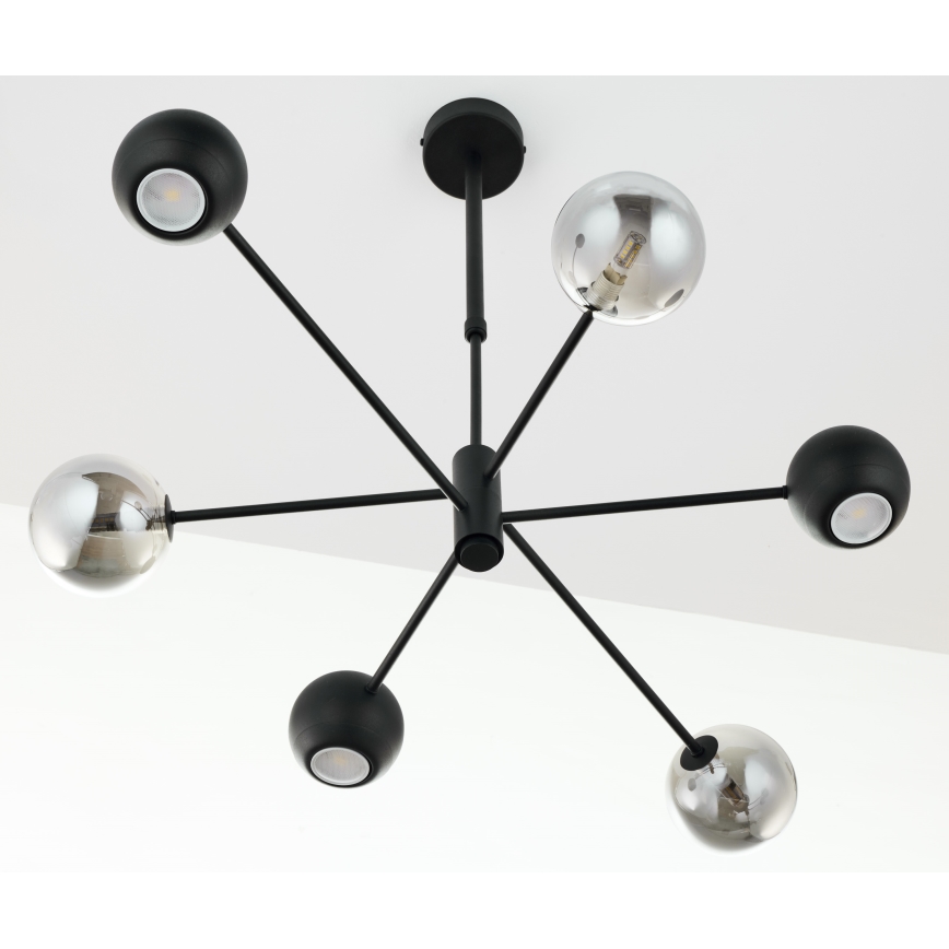 Jupiter 1974 - Luster na tyči MOKA 3xGU10/10W/230V + 3xG9/10W/230V čierna/lesklý chróm