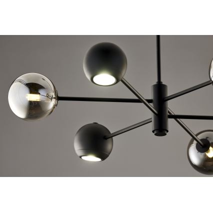 Jupiter 1974 - Luster na tyči MOKA 3xGU10/10W/230V + 3xG9/10W/230V čierna/lesklý chróm