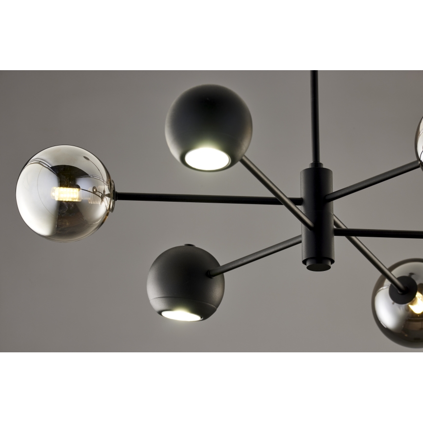 Jupiter 1974 - Luster na tyči MOKA 3xGU10/10W/230V + 3xG9/10W/230V čierna/lesklý chróm