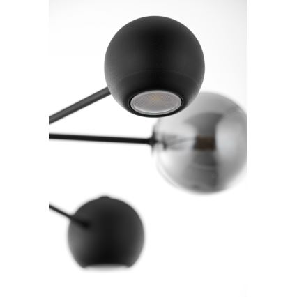 Jupiter 1974 - Luster na tyči MOKA 3xGU10/10W/230V + 3xG9/10W/230V čierna/lesklý chróm