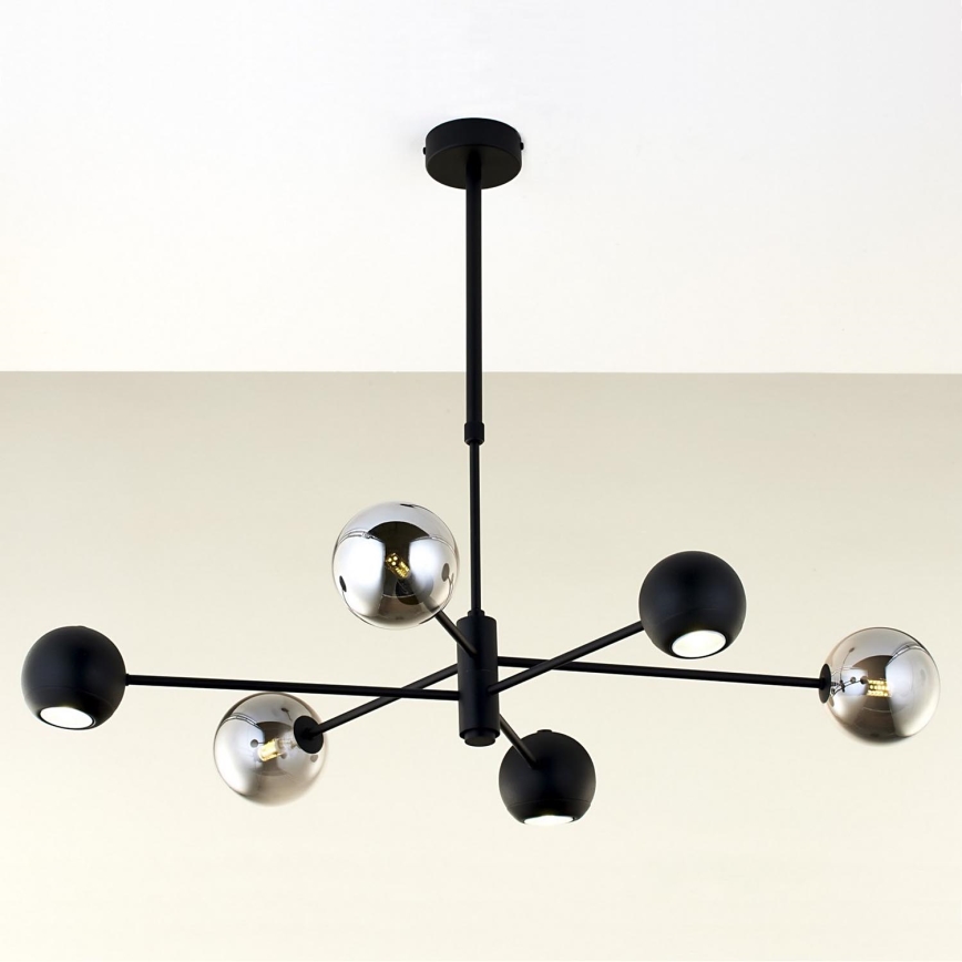 Jupiter 1974 - Luster na tyči MOKA 3xGU10/10W/230V + 3xG9/10W/230V čierna/lesklý chróm