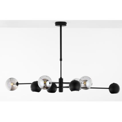 Jupiter 1975 - Luster na tyči MOKA 4xGU10/10W/230V + 4xG9/10W/230V čierna/lesklý chróm