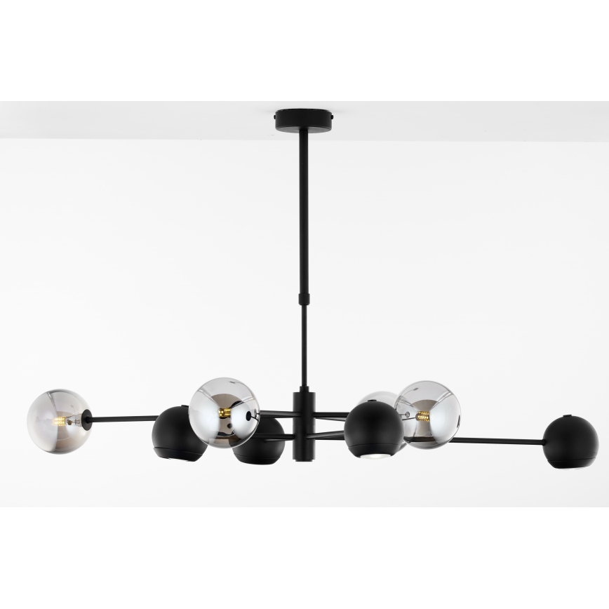 Jupiter 1975 - Luster na tyči MOKA 4xGU10/10W/230V + 4xG9/10W/230V čierna/lesklý chróm