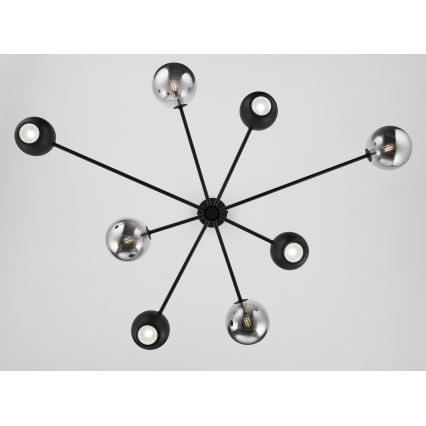 Jupiter 1975 - Luster na tyči MOKA 4xGU10/10W/230V + 4xG9/10W/230V čierna/lesklý chróm
