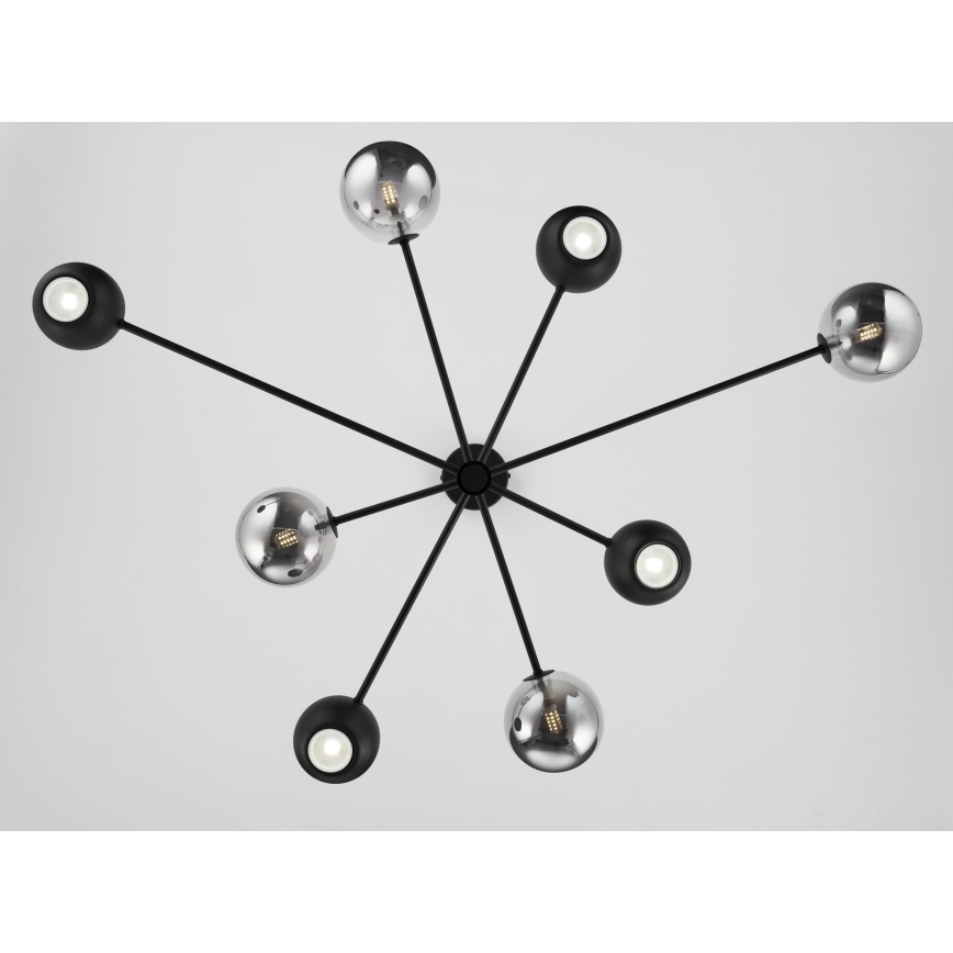 Jupiter 1975 - Luster na tyči MOKA 4xGU10/10W/230V + 4xG9/10W/230V čierna/lesklý chróm