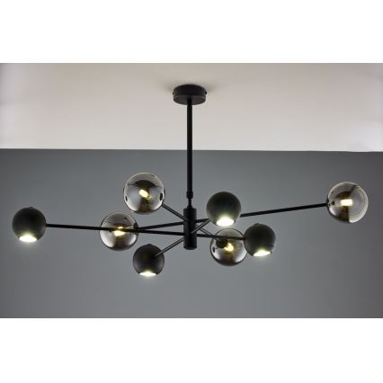 Jupiter 1975 - Luster na tyči MOKA 4xGU10/10W/230V + 4xG9/10W/230V čierna/lesklý chróm