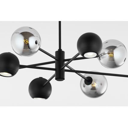 Jupiter 1975 - Luster na tyči MOKA 4xGU10/10W/230V + 4xG9/10W/230V čierna/lesklý chróm