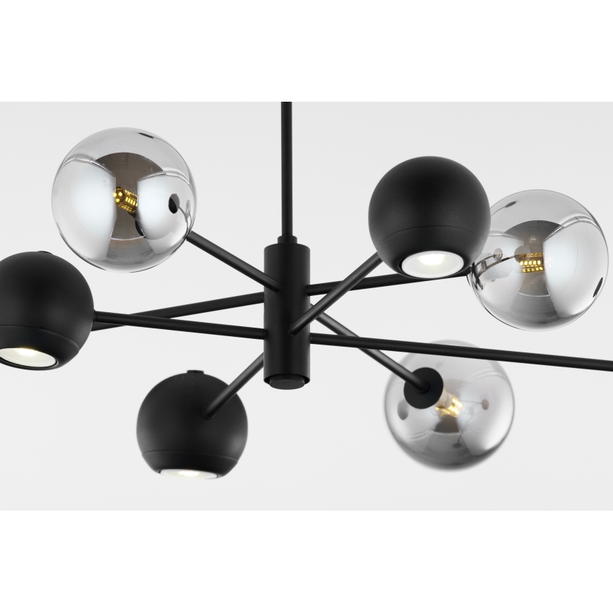 Jupiter 1975 - Luster na tyči MOKA 4xGU10/10W/230V + 4xG9/10W/230V čierna/lesklý chróm