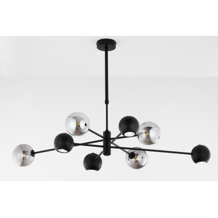 Jupiter 1975 - Luster na tyči MOKA 4xGU10/10W/230V + 4xG9/10W/230V čierna/lesklý chróm
