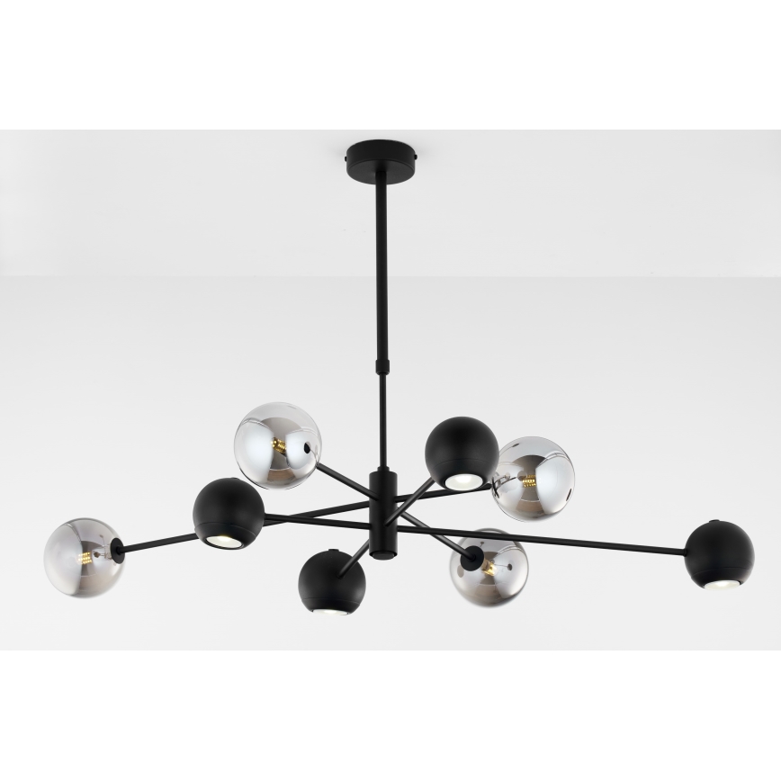 Jupiter 1975 - Luster na tyči MOKA 4xGU10/10W/230V + 4xG9/10W/230V čierna/lesklý chróm