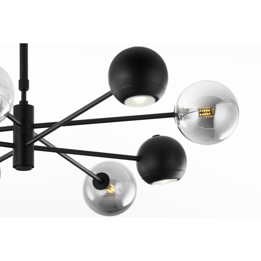 Jupiter 1975 - Luster na tyči MOKA 4xGU10/10W/230V + 4xG9/10W/230V čierna/lesklý chróm