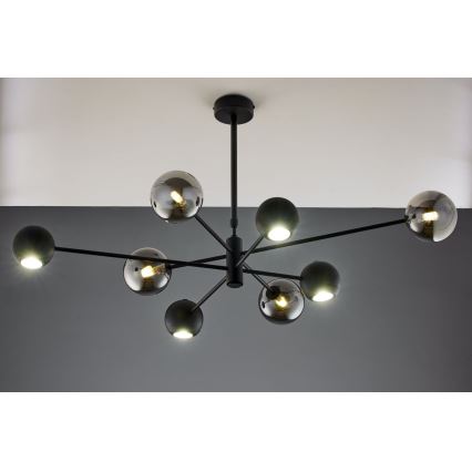 Jupiter 1975 - Luster na tyči MOKA 4xGU10/10W/230V + 4xG9/10W/230V čierna/lesklý chróm