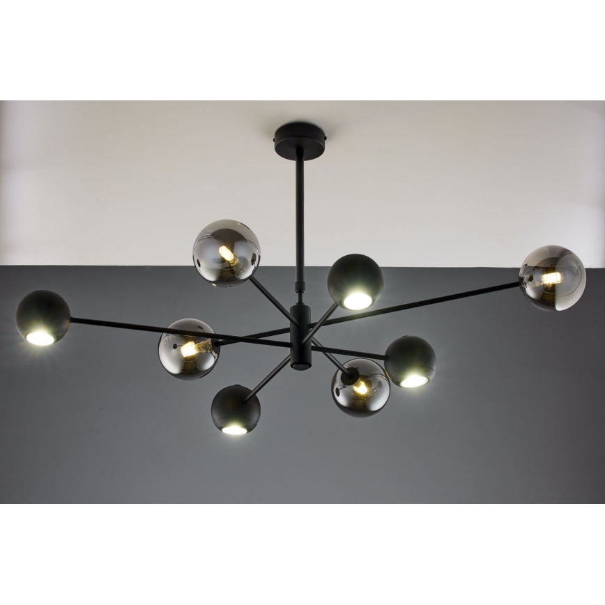 Jupiter 1975 - Luster na tyči MOKA 4xGU10/10W/230V + 4xG9/10W/230V čierna/lesklý chróm