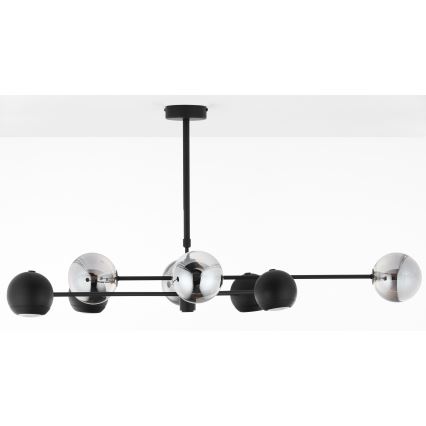 Jupiter 1975 - Luster na tyči MOKA 4xGU10/10W/230V + 4xG9/10W/230V čierna/lesklý chróm