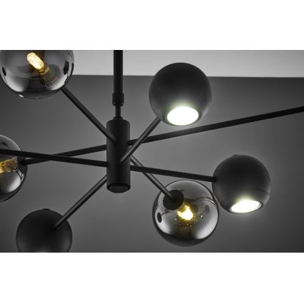 Jupiter 1975 - Luster na tyči MOKA 4xGU10/10W/230V + 4xG9/10W/230V čierna/lesklý chróm