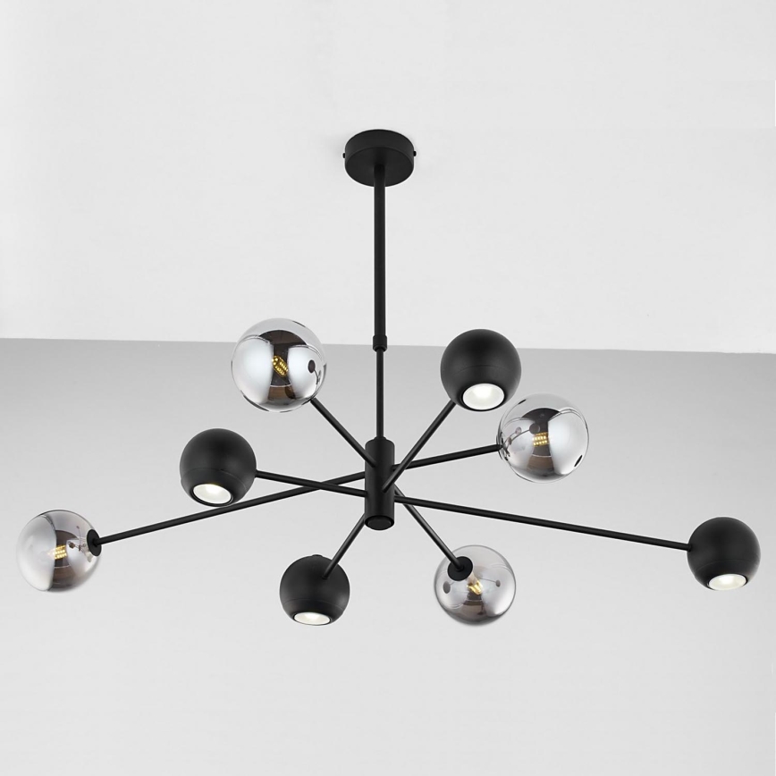 Jupiter 1975 - Luster na tyči MOKA 4xGU10/10W/230V + 4xG9/10W/230V čierna/lesklý chróm