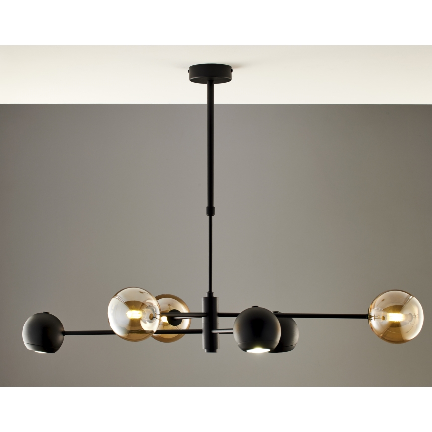 Jupiter 1993 - Luster na tyči MOKA 3xGU10/10W/230V + 3xG9/10W/230V čierna/béžová