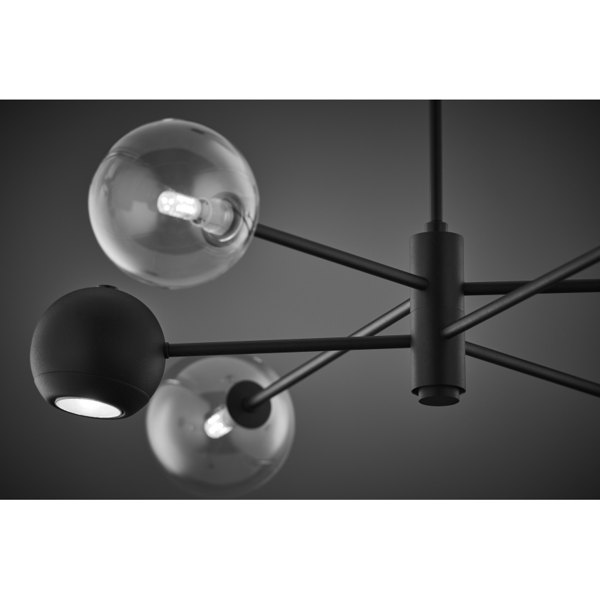 Jupiter 1995 - Luster na tyči MOKA 3xGU10/10W/230V + 3xG9/10W/230V čierna/číra