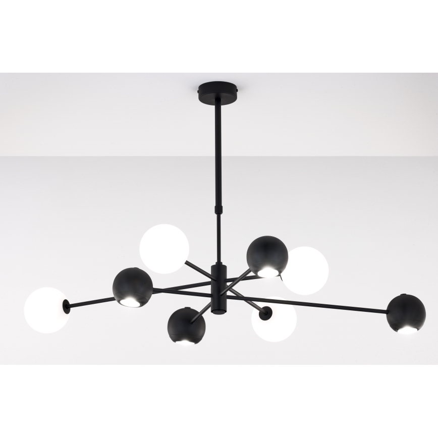 Jupiter 1998 - Luster na tyči MOKA 4xGU10/10W/230V + 4xG9/10W/230V čierna/biela