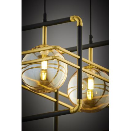 Jupiter 2026 - Luster na lanku FIORI 2xG9/10W/230V čierna/zlatá/béžová